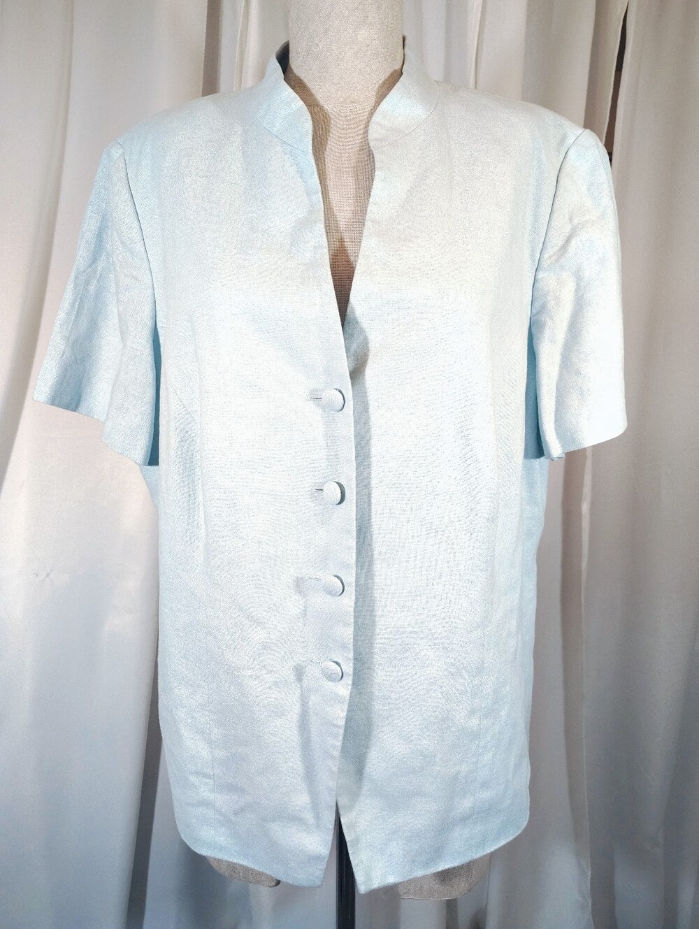 Jessica Simpson Jacket, Women Shrt Sleeve Button Up, Light Blue, Satin Lined,16W